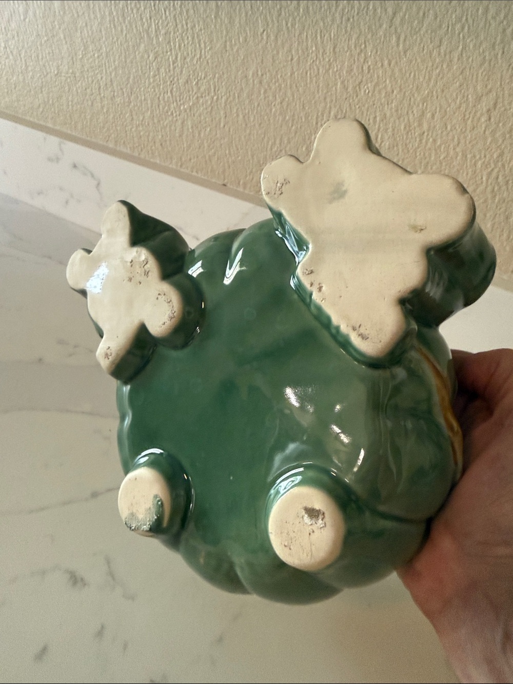 Majolica Style Planter Ceramic Elephant - Picture 5 of 7